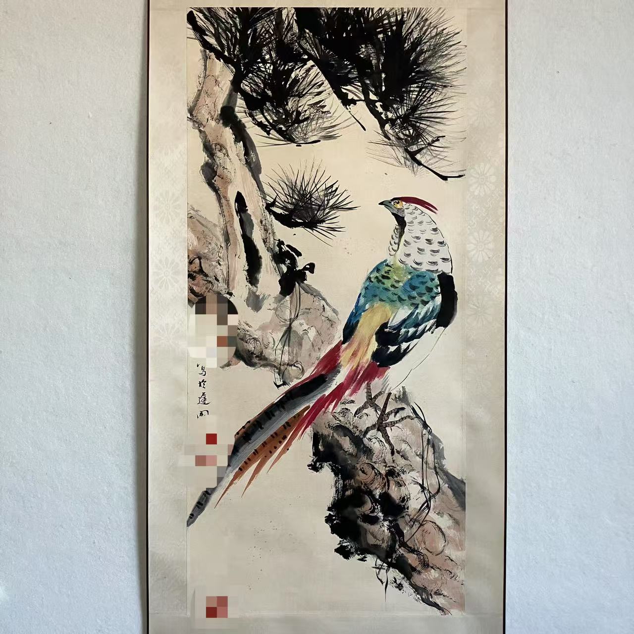 5247 花鸟 纸本设色立轴 92×42cm (2)