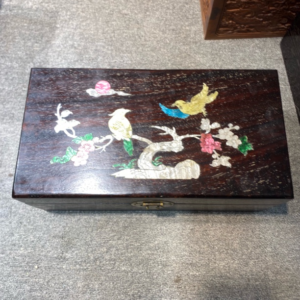 首饰盒/箱 首饰盒/箱 檀木镶嵌花鸟首饰盒珠宝收纳大箱子