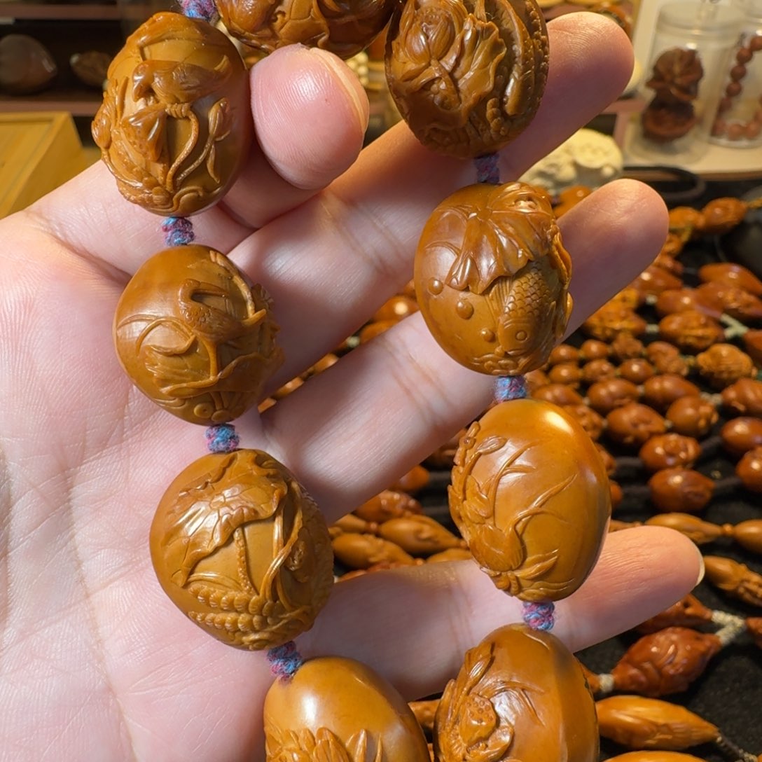 橄榄核手串/手链微花特价，荷塘月色