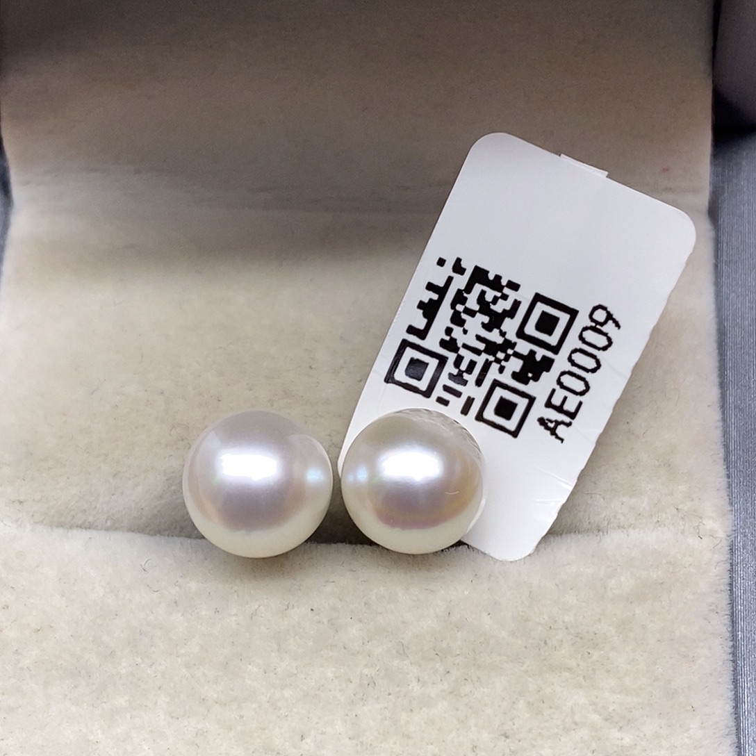 海水珍珠耳饰银S925镶嵌@@AE0009
