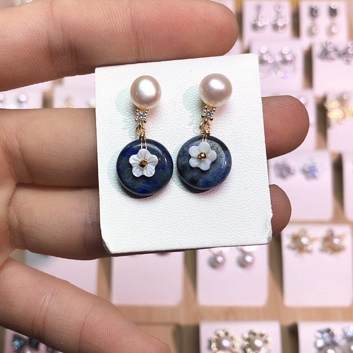 淡水珍珠耳饰银S925镶嵌