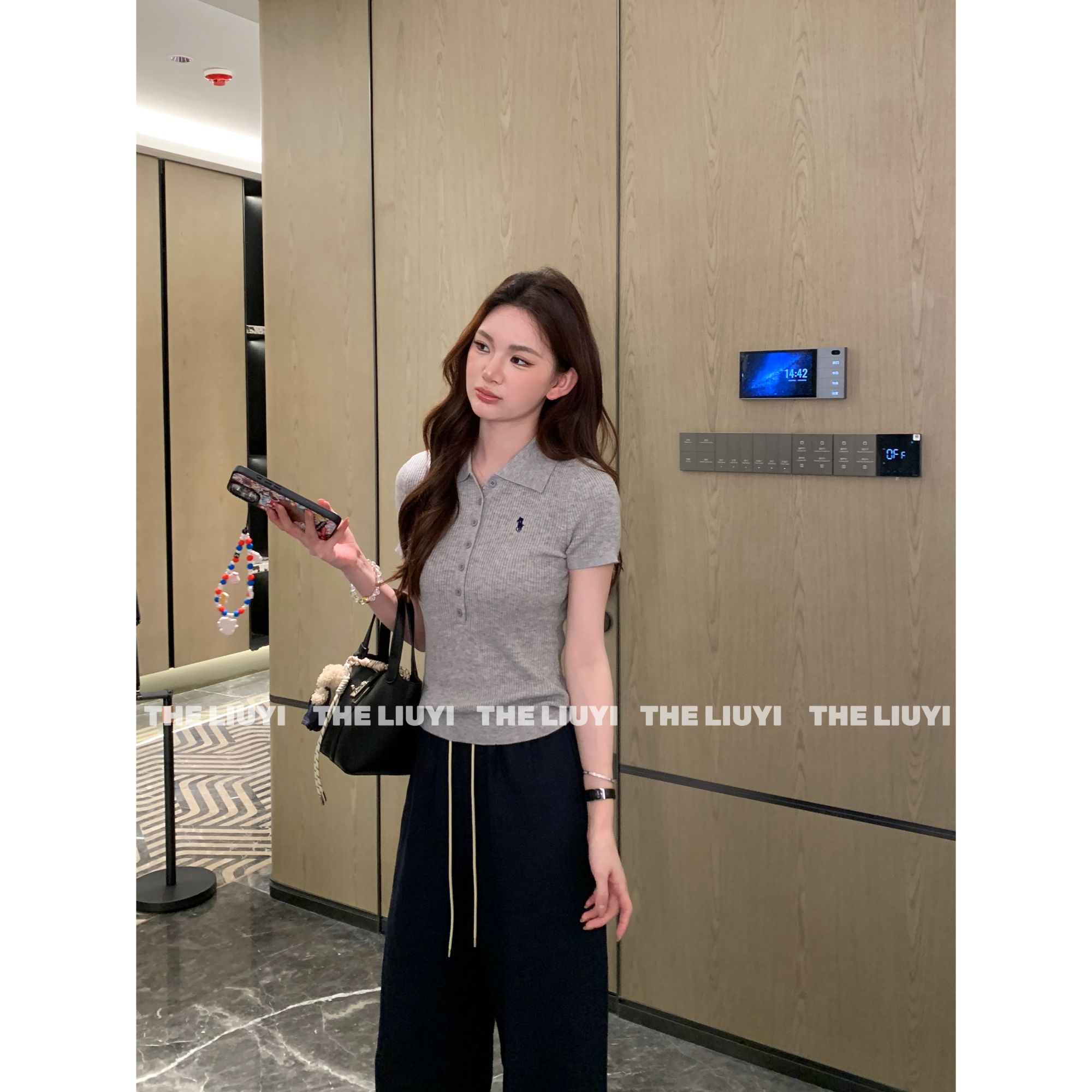 【LIUYI】小马polo～夏季羊毛细针织翻领上衣55031