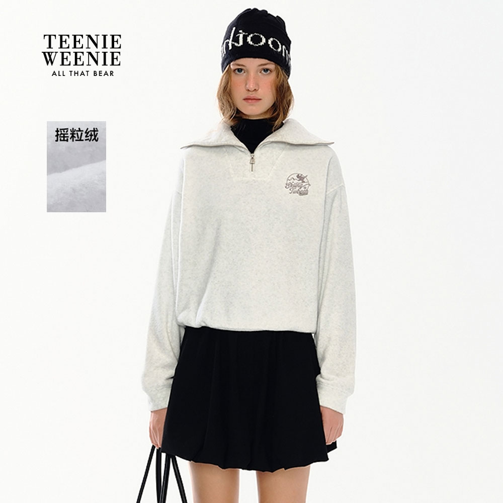 TeenieWeenie小熊女装卫衣25冬新款半拉链翻领上衣女TTMA258VCBD