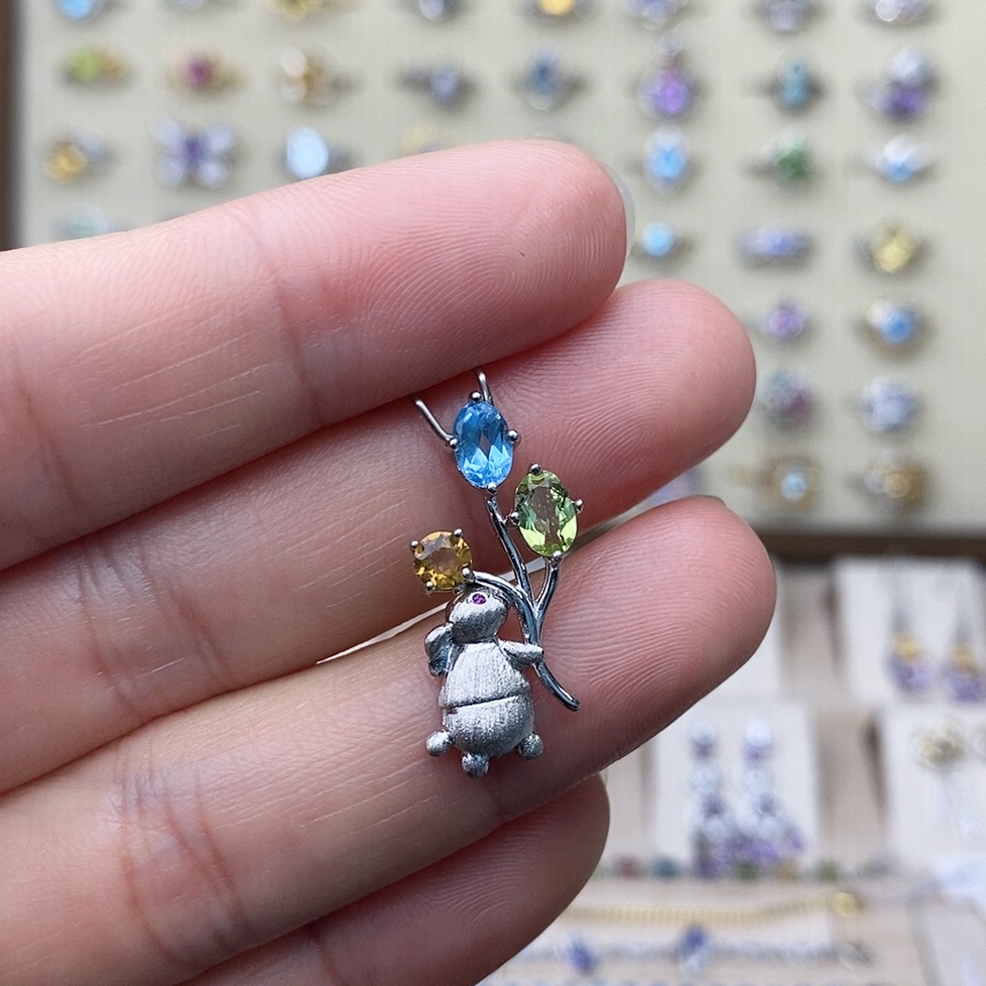 托帕石吊坠(不含链)银S925镶嵌需要证书备注