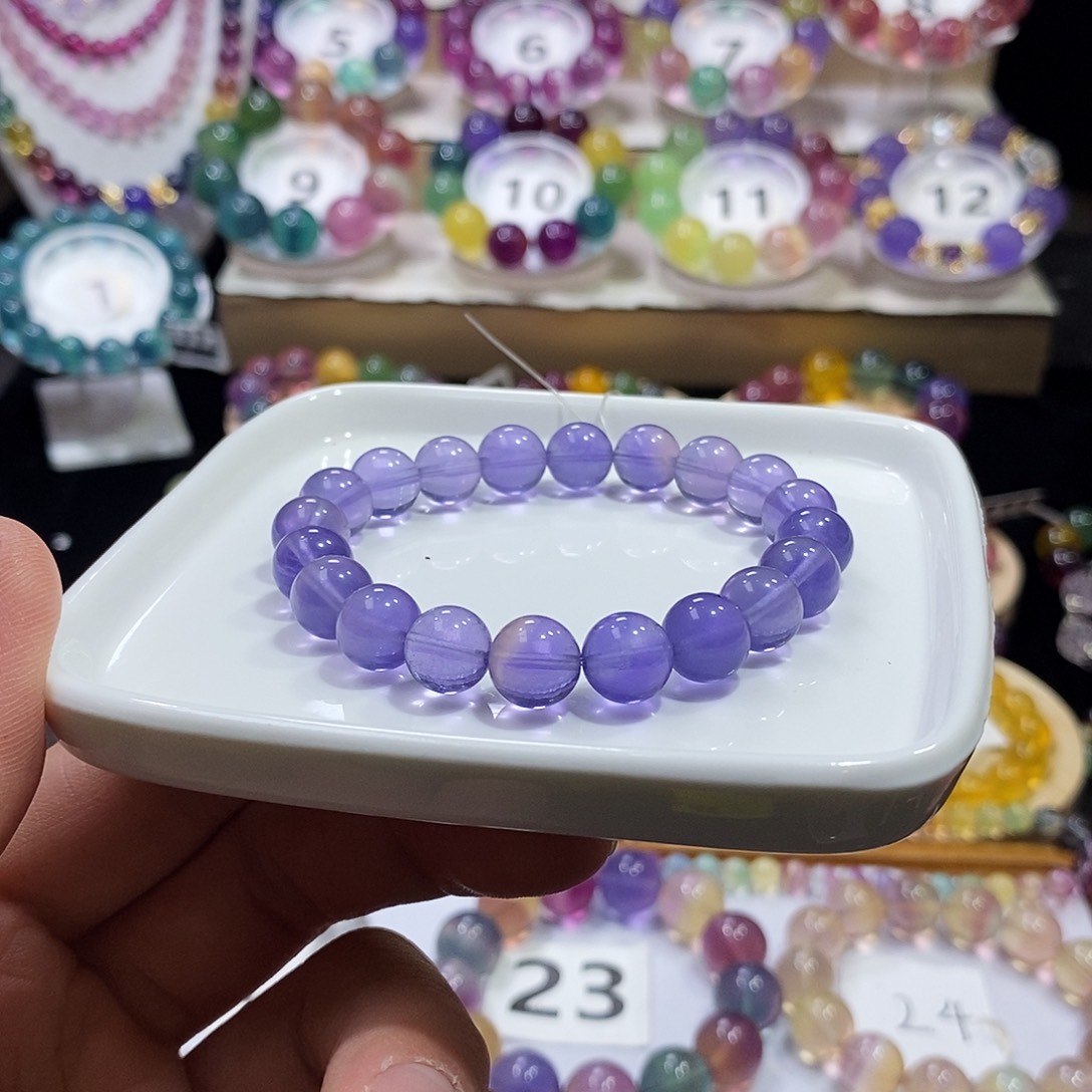 萤石手链未镶嵌薰衣草紫10mm