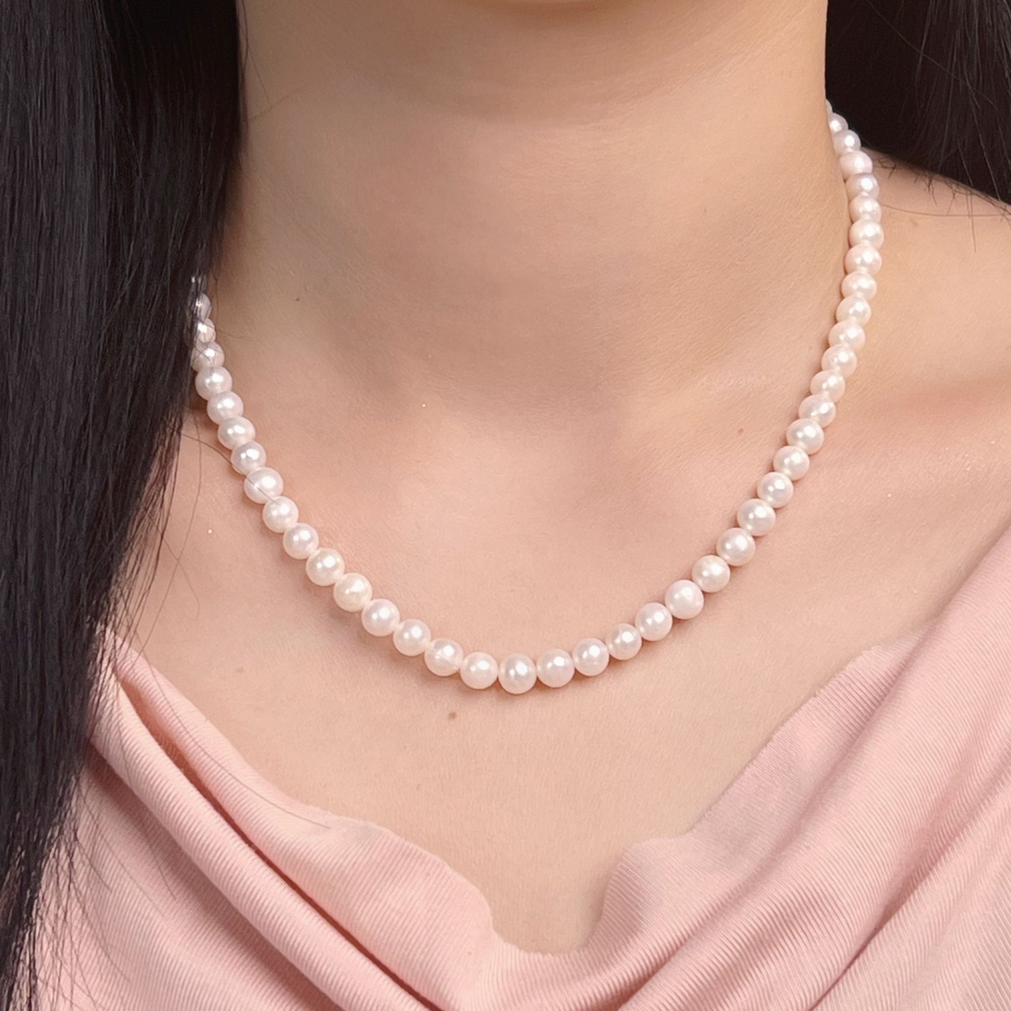 【先鉴后发】6 - 7mm正圆高品质极光天然淡水珍珠项链
