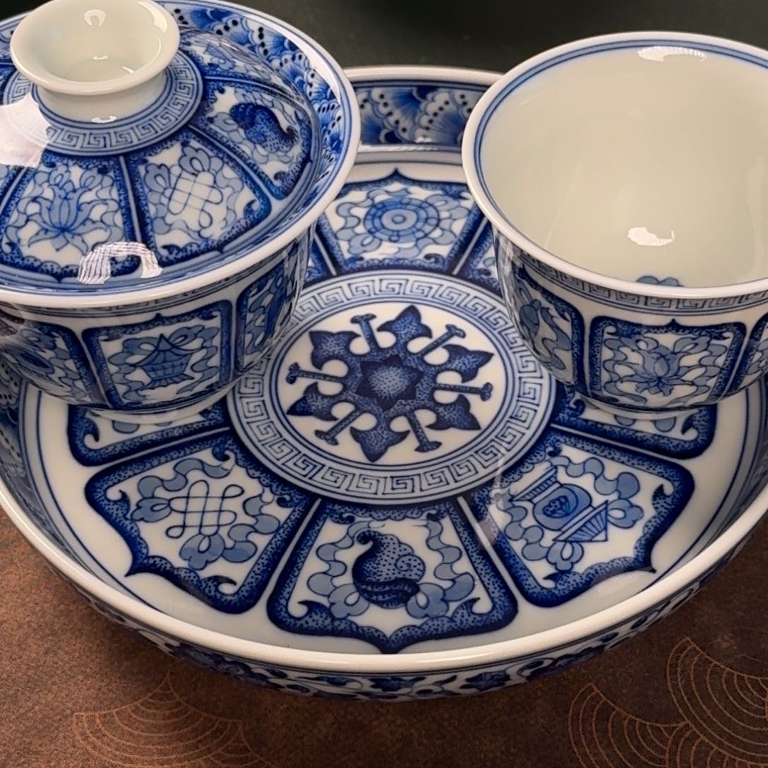 空*纯手工手绘陶瓷茶具三件套