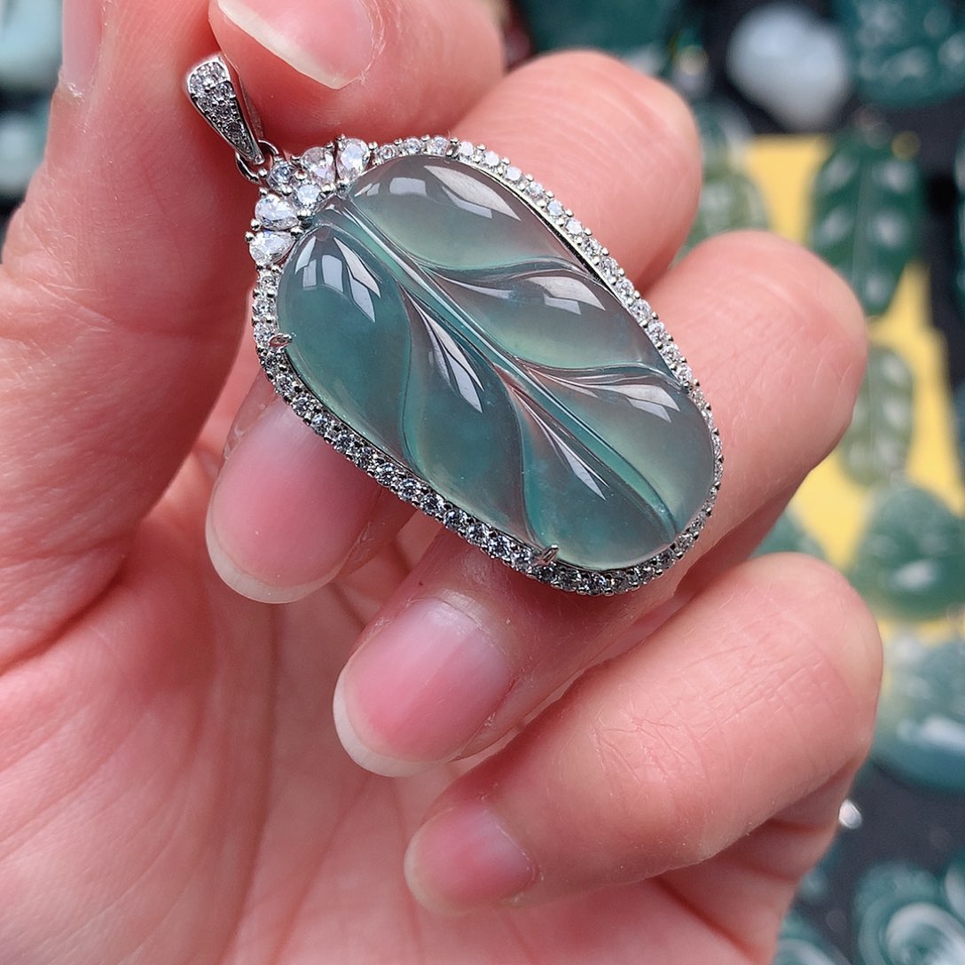 翡翠吊坠(不含链)银S925镶嵌吊坠