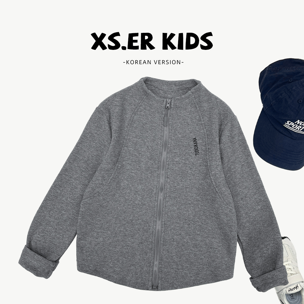 【小首尔】秋冬男女童时尚韩版简约纯色半拉链运动风外套HBB8469