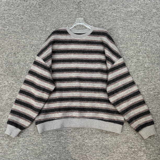 复古条纹宽松加绒韩版慵懒风卫衣