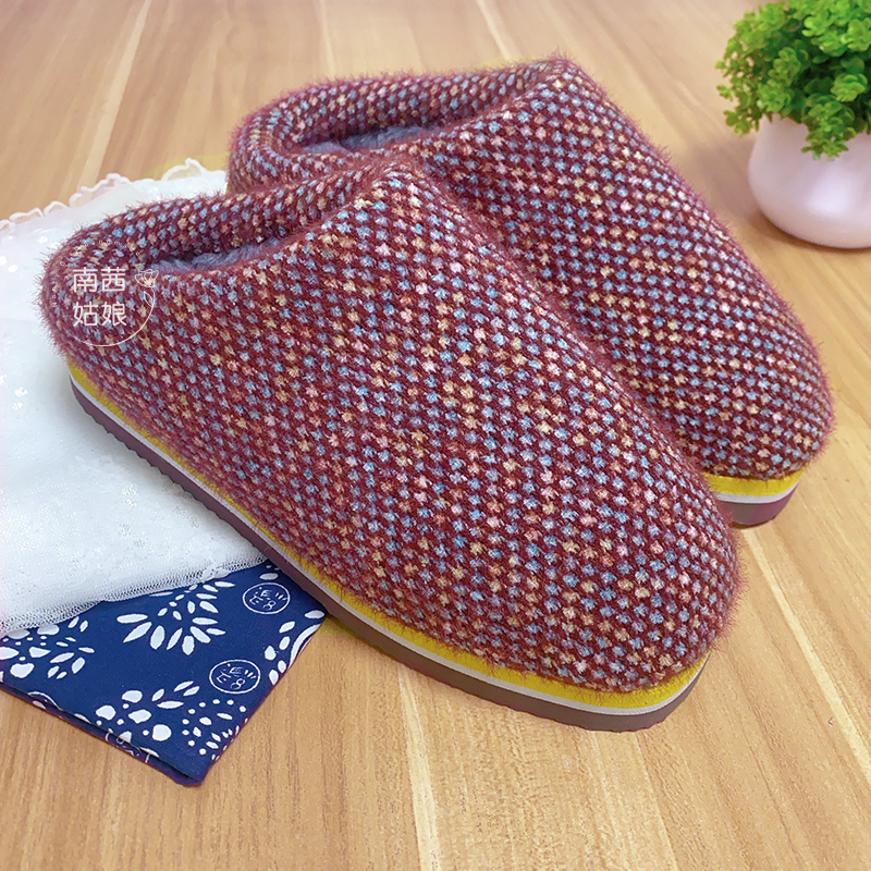 雪貂绒棉拖鞋成品纯手工制作加绒加厚保暖舒适防滑室内外穿棉拖鞋