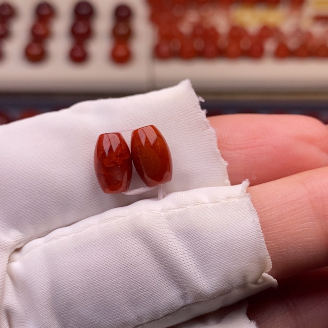 南红玛瑙未镶嵌配饰6火焰纹桶珠