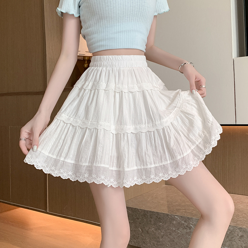 0021蕾丝花边蛋糕裙半身裙女夏季新款甜美软妹高腰蓬蓬裙短裙