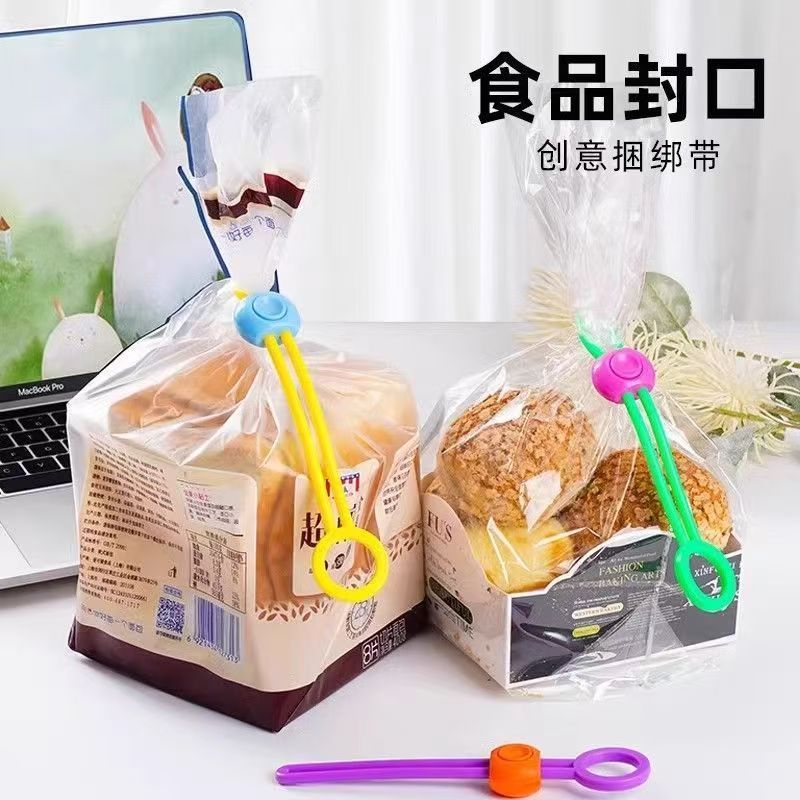 彩色密封封口绳绑带食品保鲜封口夹多功能理线绑带面粉夹防潮夹子