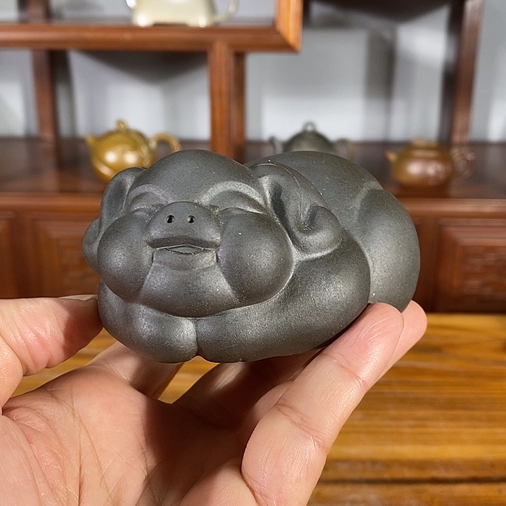 紫砂茶壶紫泥 茶宠 福猪