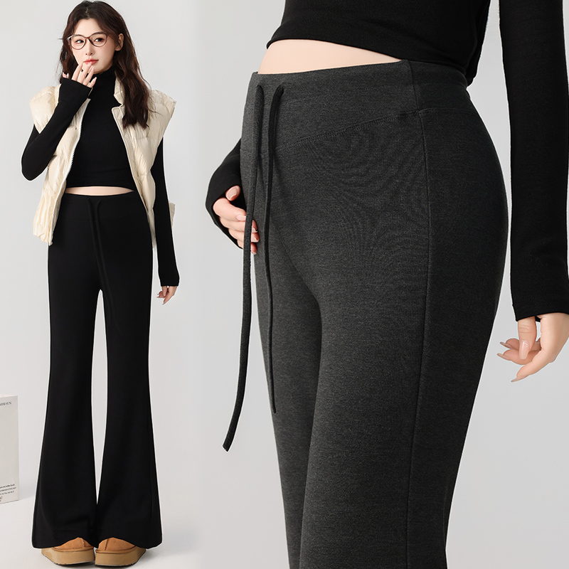 【优质款】孕妇装无托腹抽绳加绒加厚喇叭裤秋冬拖地阔腿裤产后可穿