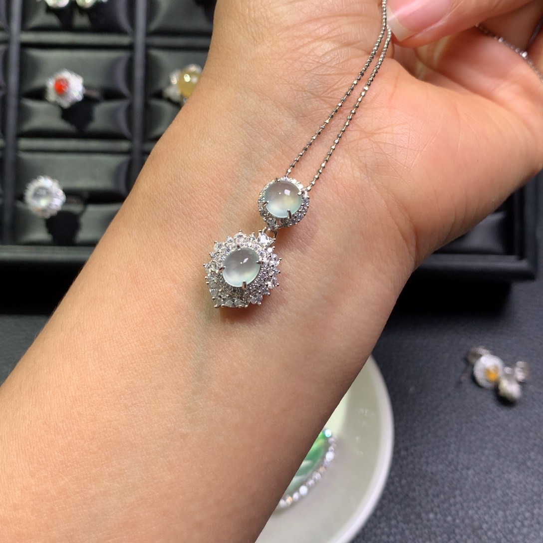 翡翠银S925镶嵌颈饰