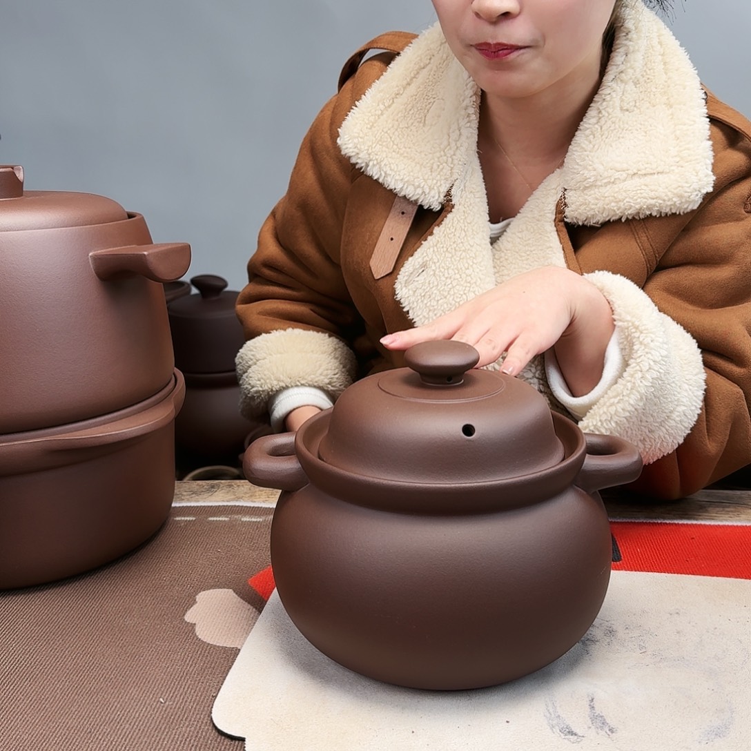 紫砂砂锅3升微微瑕