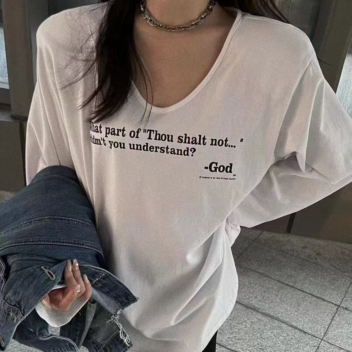 【爱丽粉丝】2025秋季新款韩系下摆圆弧大版T恤 ALS-9922