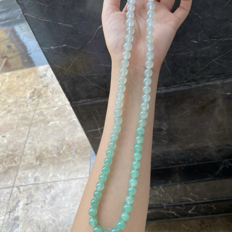 天然非洲翠渐变色圆珠高冰飘绿多样性发货