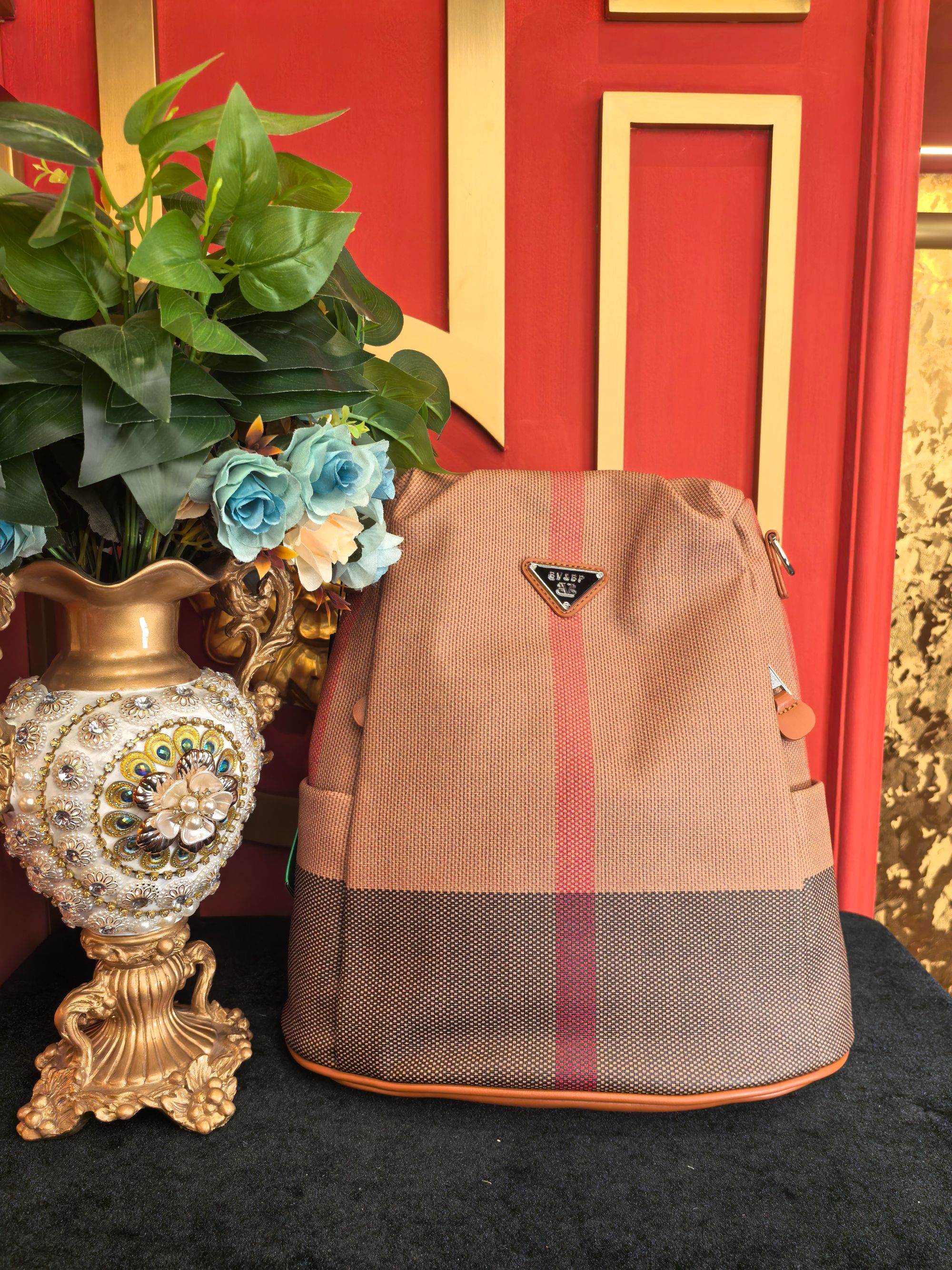 跨境风潮做旧水桶包耐刮双肩包大号双肩背拼色双肩包