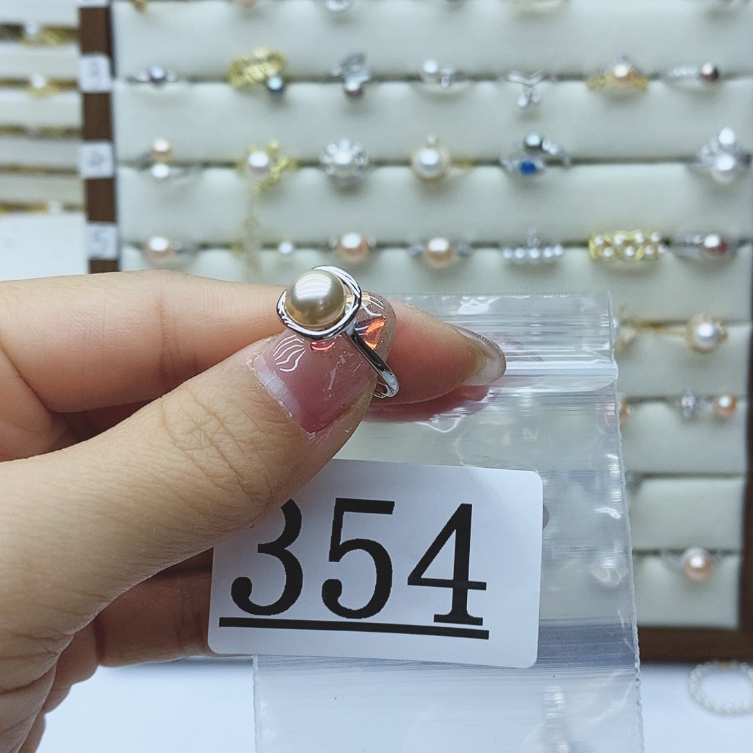 淡水珍珠戒指银S925镶嵌毛*虫354