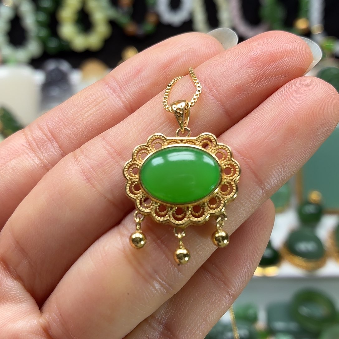 和田玉银S925镶嵌颈饰