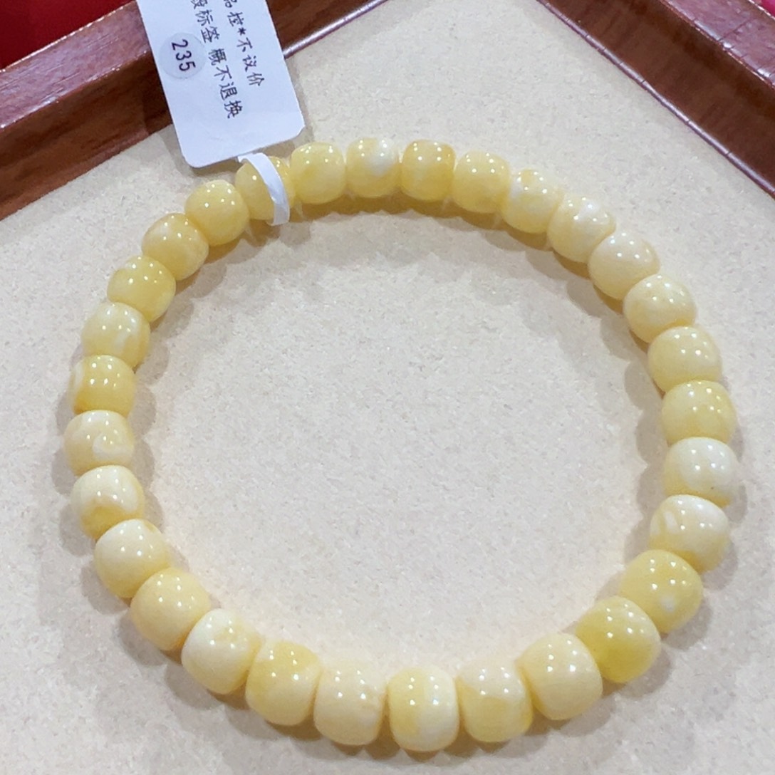蜜蜡手链未镶嵌7.5m浓蜡白花手串