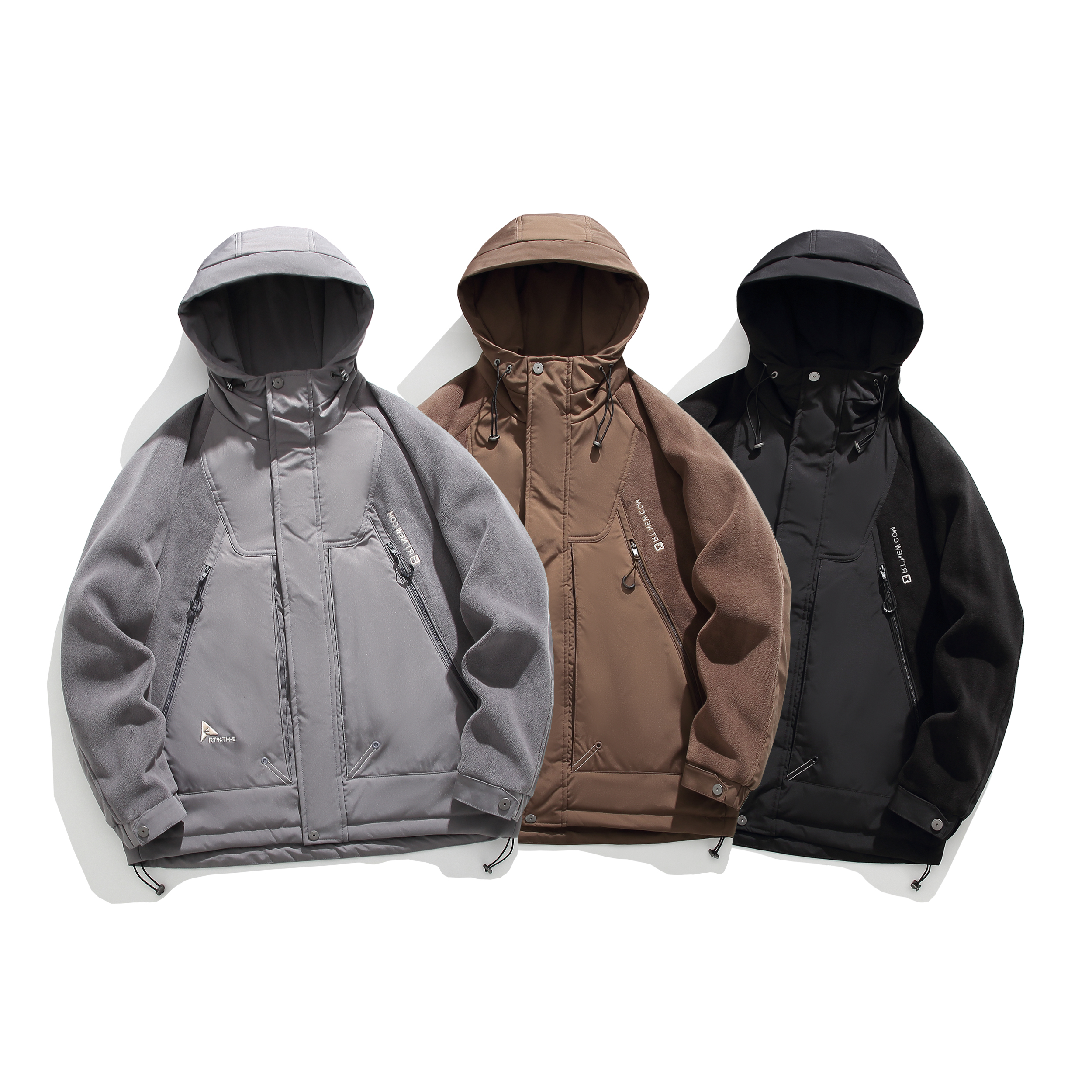 幸运款秋冬新款加棉加厚奥立荣棉衣拼接连帽工装夹克保暖外套