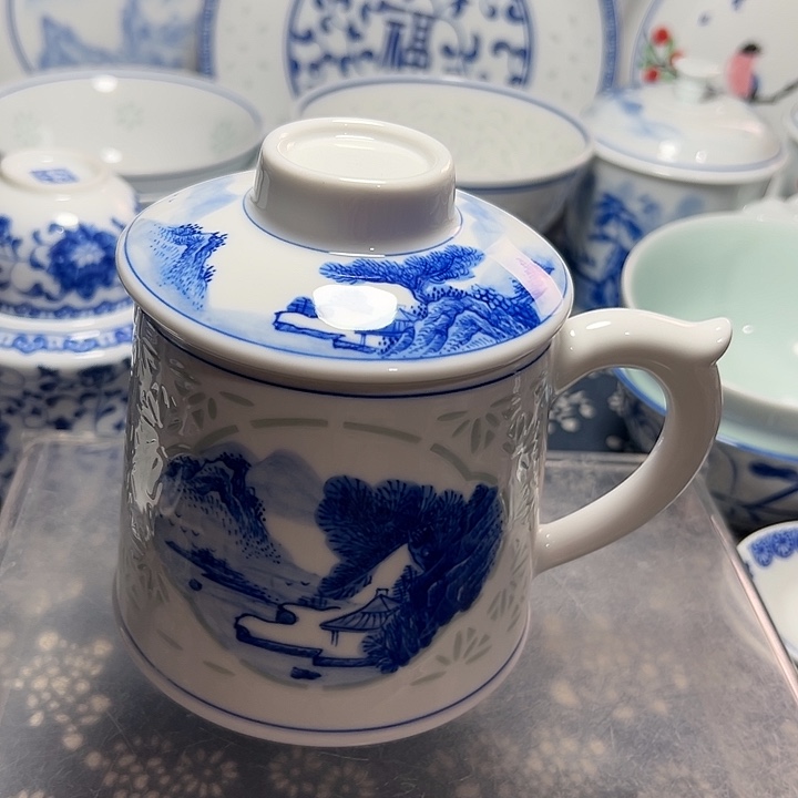 陶手绘山水办公杯500毫升