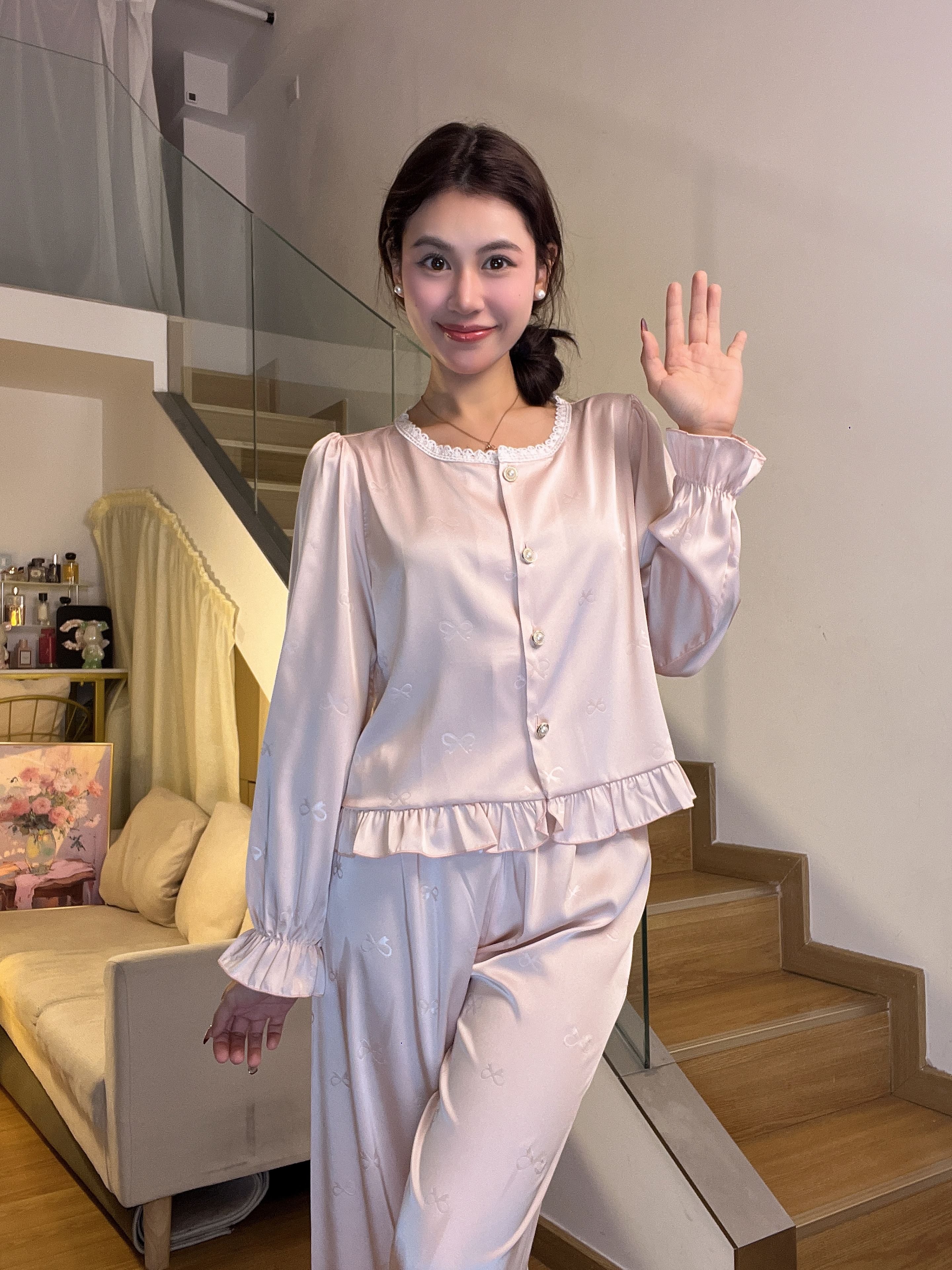 2025新款睡衣女士春秋季复古高级感长袖秋冬网红风家居服套装