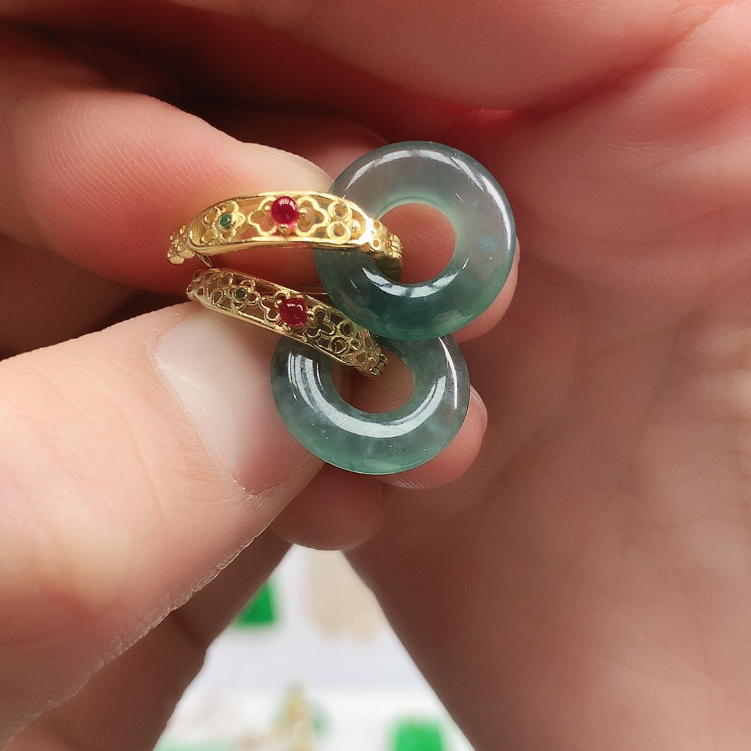 翡翠耳饰银S925镶嵌耳饰