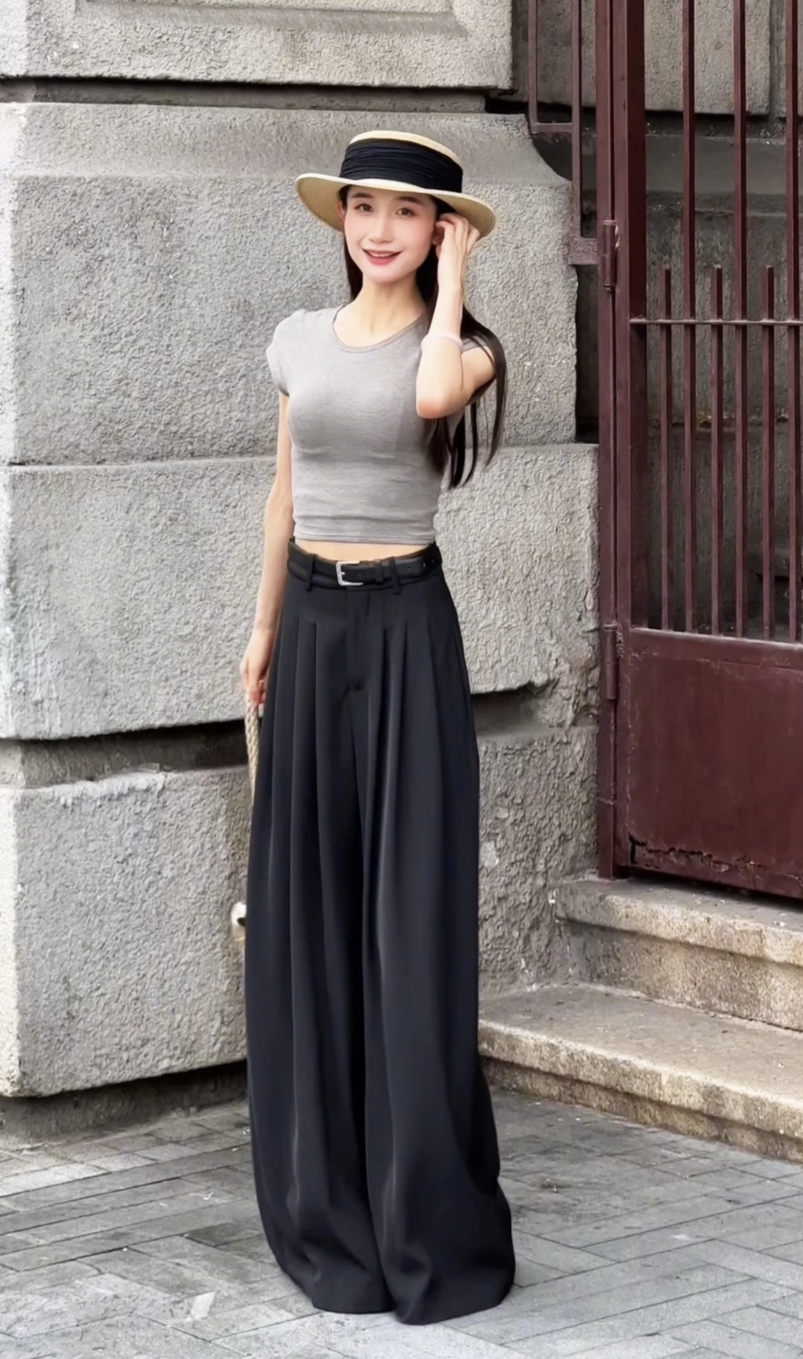 (腰带款）夏季莱赛尔冰丝休闲阔腿裤显高显瘦气质拖地裤高腰气质