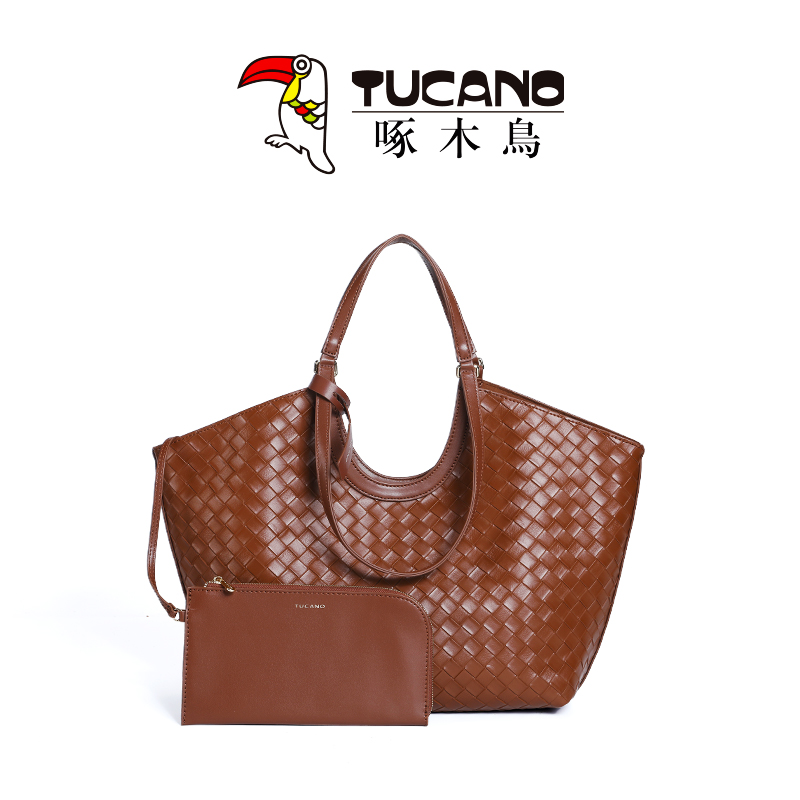 TUCANO/啄木鳥托特包编织通勤大容量扣式单肩包单肩轻奢腋下小众