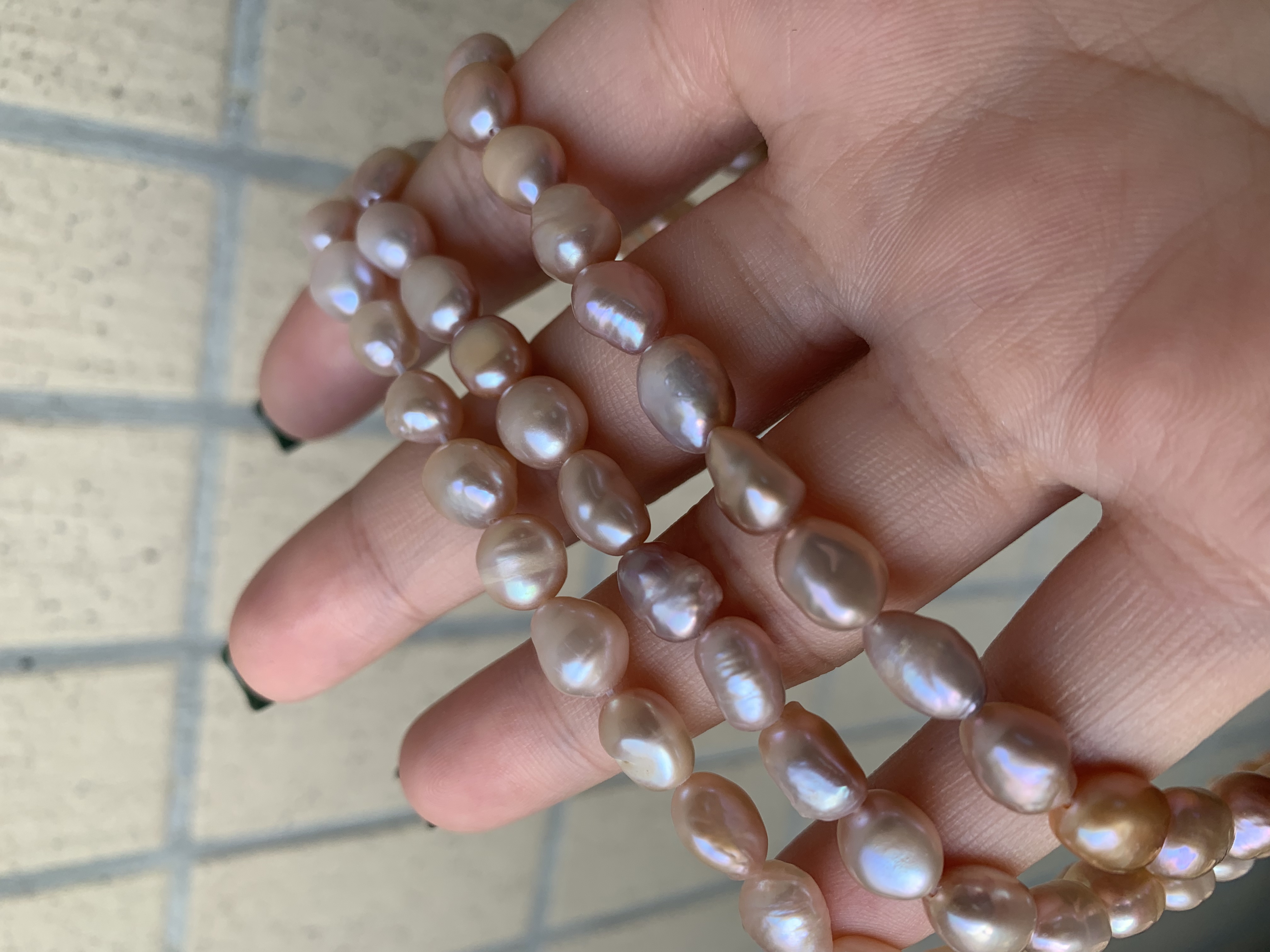 【A128】6-7mm粉紫色两面光珍珠天然淡水珍珠diy