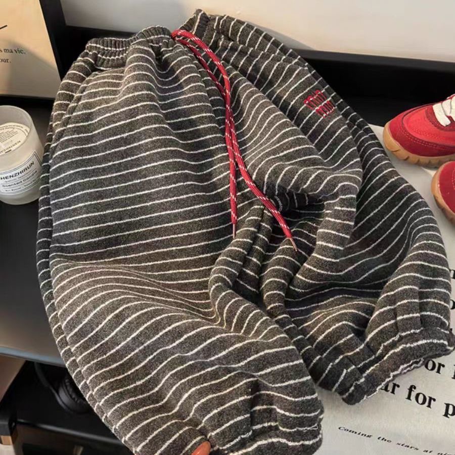 儿童韩版秋冬新款条绒加厚一体绒裤子男女宝宝运动休闲百搭棉裤