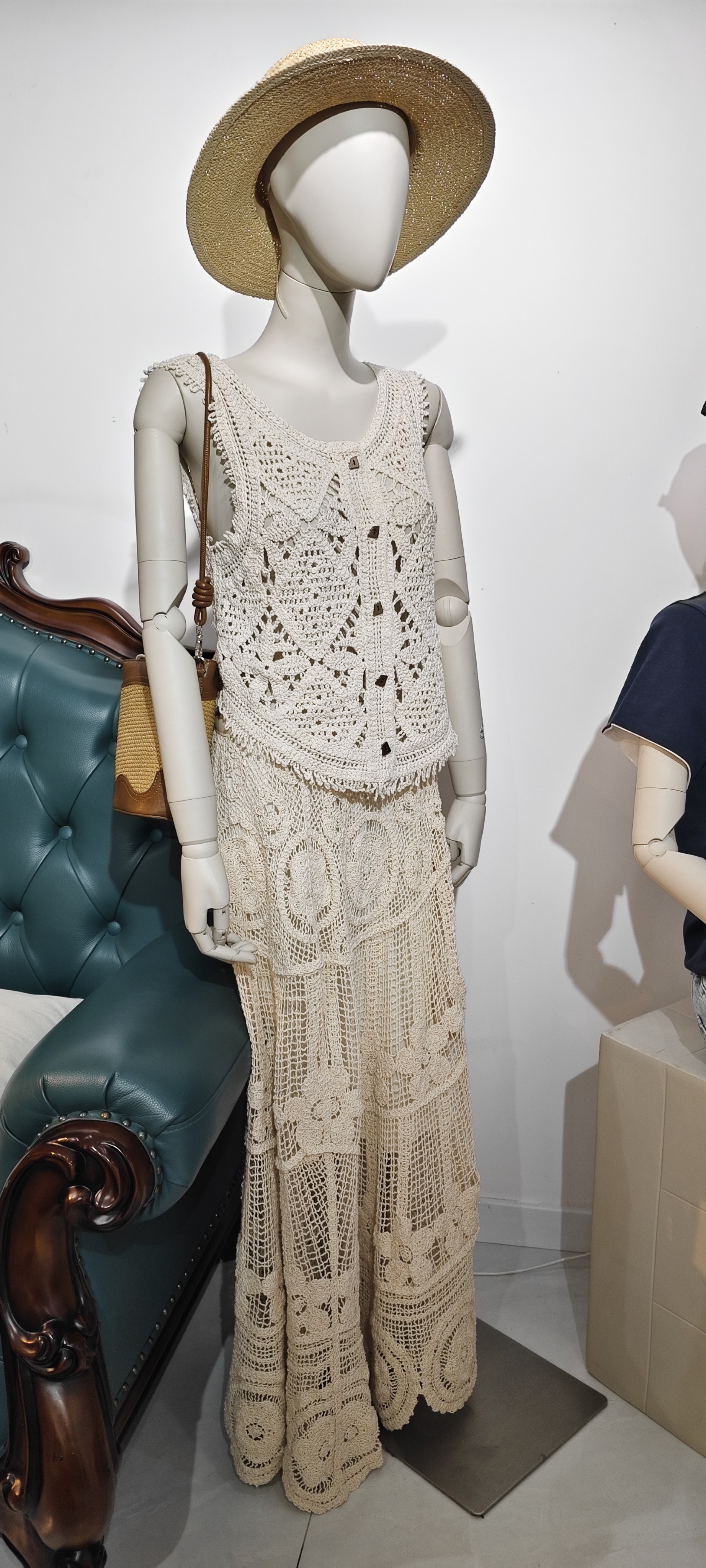 女装时尚套装无袖蕾丝礼服复古港风气质夏季极简风