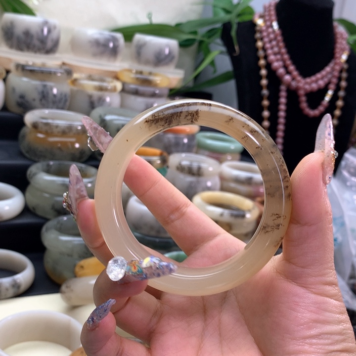 花***朵石英岩玉合金手镯