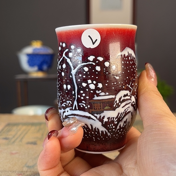 摆件景德柴烧茶杯多人