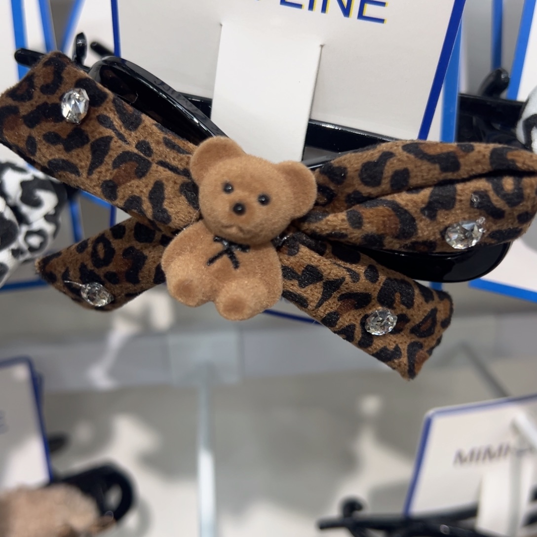 皮质铁合金豹纹小熊扭扭夹
