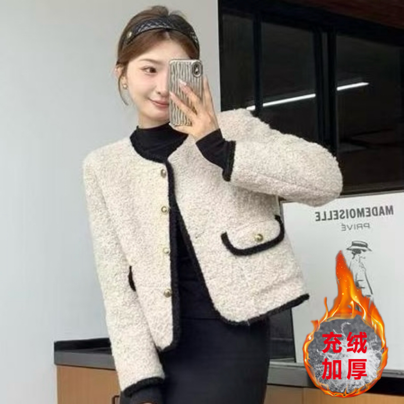 【现货+运费险】时尚气质毛毛外套充绒内胆加厚小香风韩版YN552