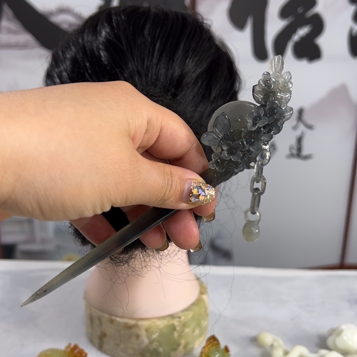 定制蛇纹石玉爱**守毛货发饰