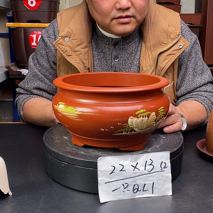紫砂花盆货号一只QL1