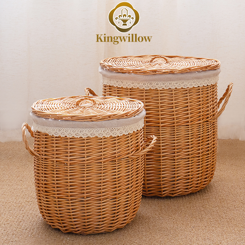 金柳柳条藤编收纳筐家用大容量有盖北欧ins风简约脏脏衣收纳筐