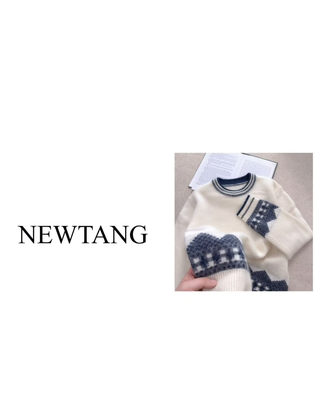 【暖奢气质】1229 100%羊毛圆领复古提花毛衣女软糯针织上衣