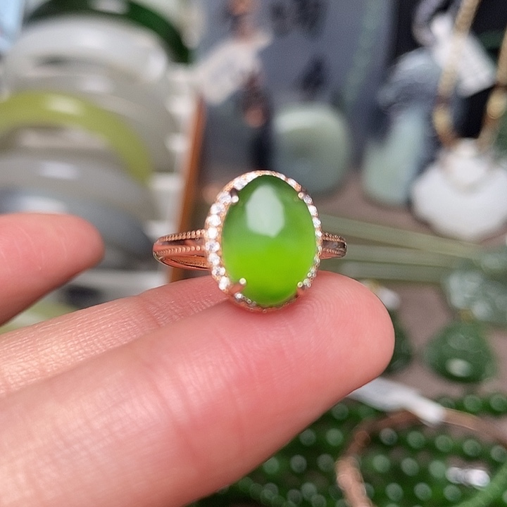 和田玉银S925镶嵌戒指