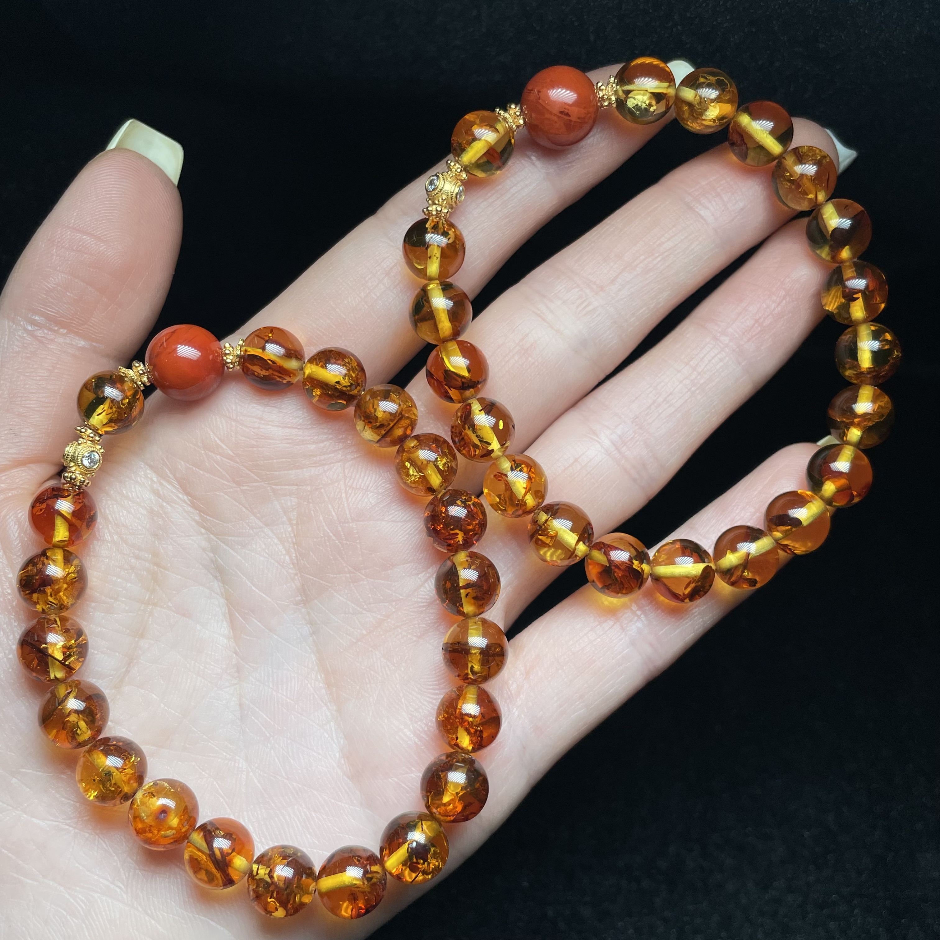 【云上好物】花珀DIY单圈手串—多样性发一件-7.5mm-DS86170 （甄选）