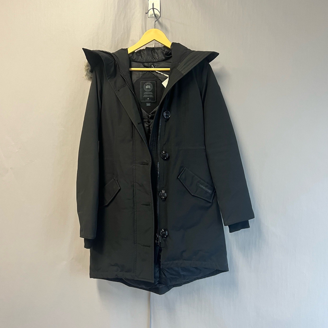 99新 CANADA GOOSE 黑标派克系列中长款黑色羽绒服 XS码 #3496