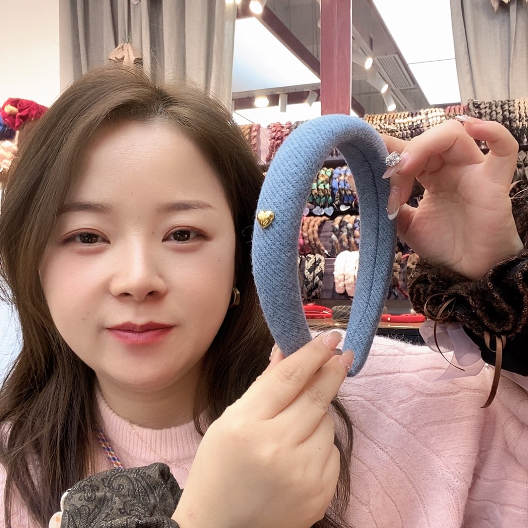 布艺铁合金蓝色发箍