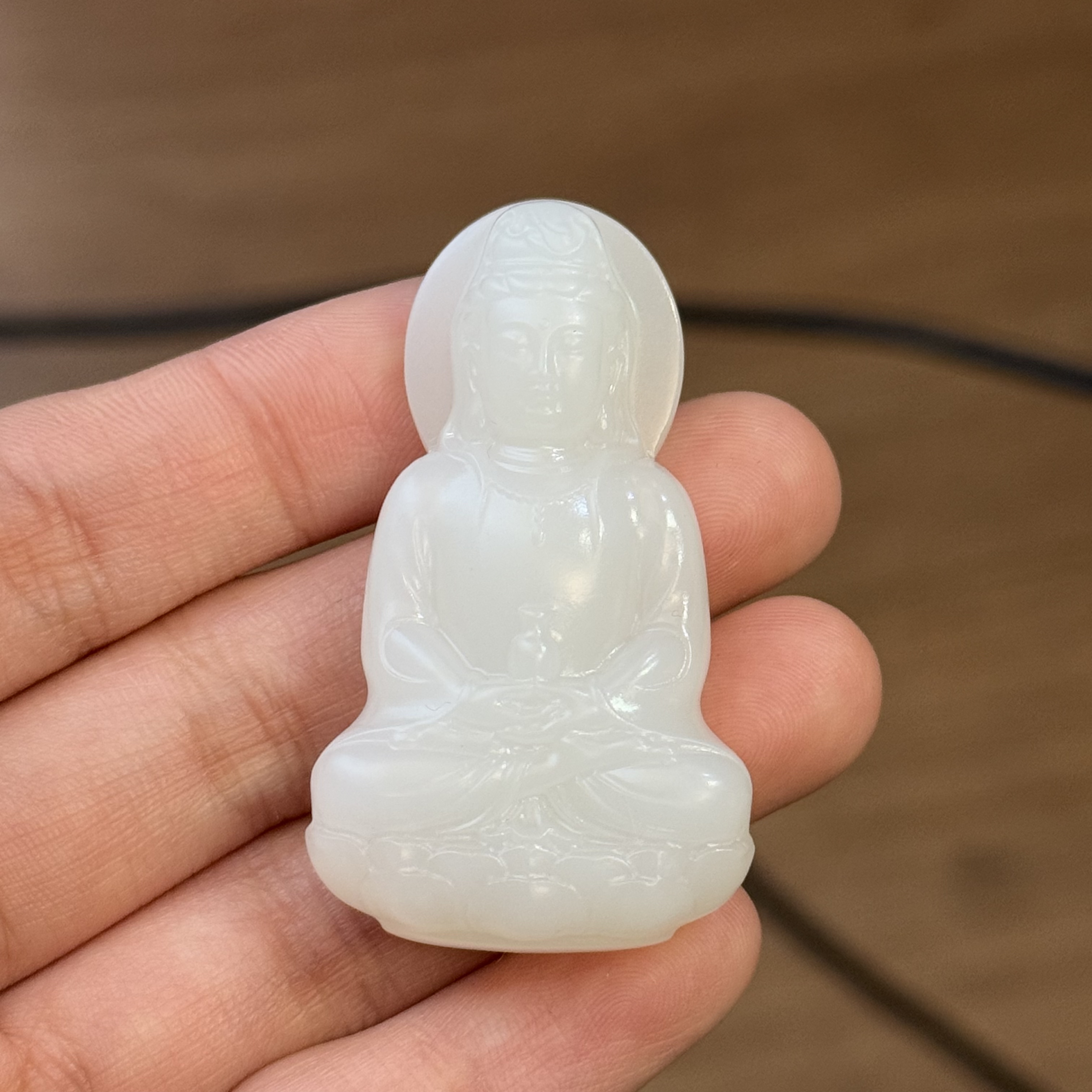 和田玉颈饰未镶嵌俄料白玉观音静妃拍一发一